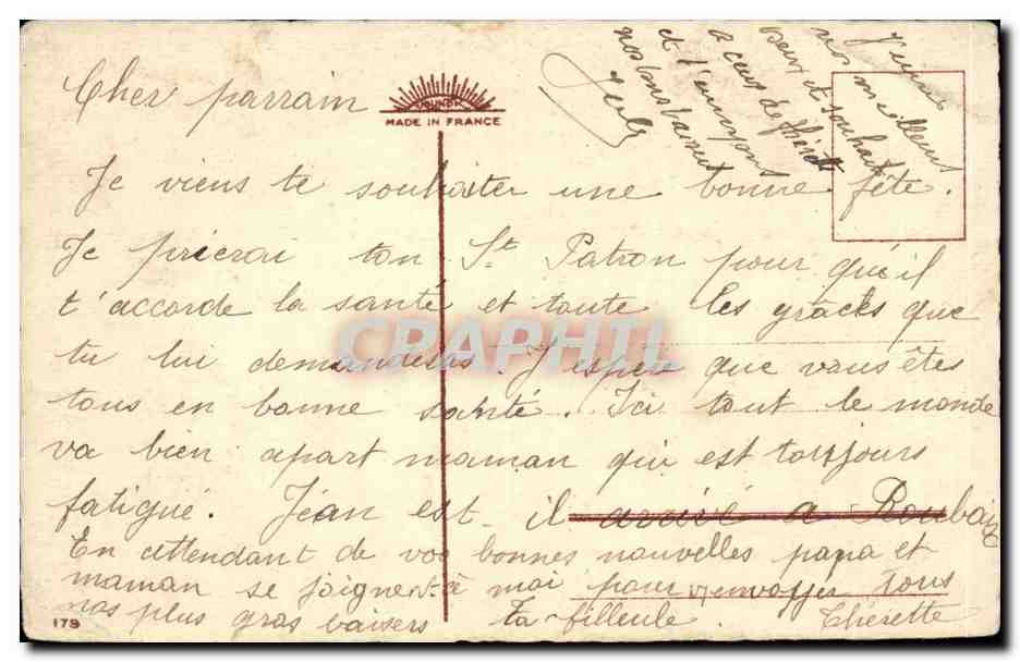 CPA FAntaisie Bonne fete — Rückseite