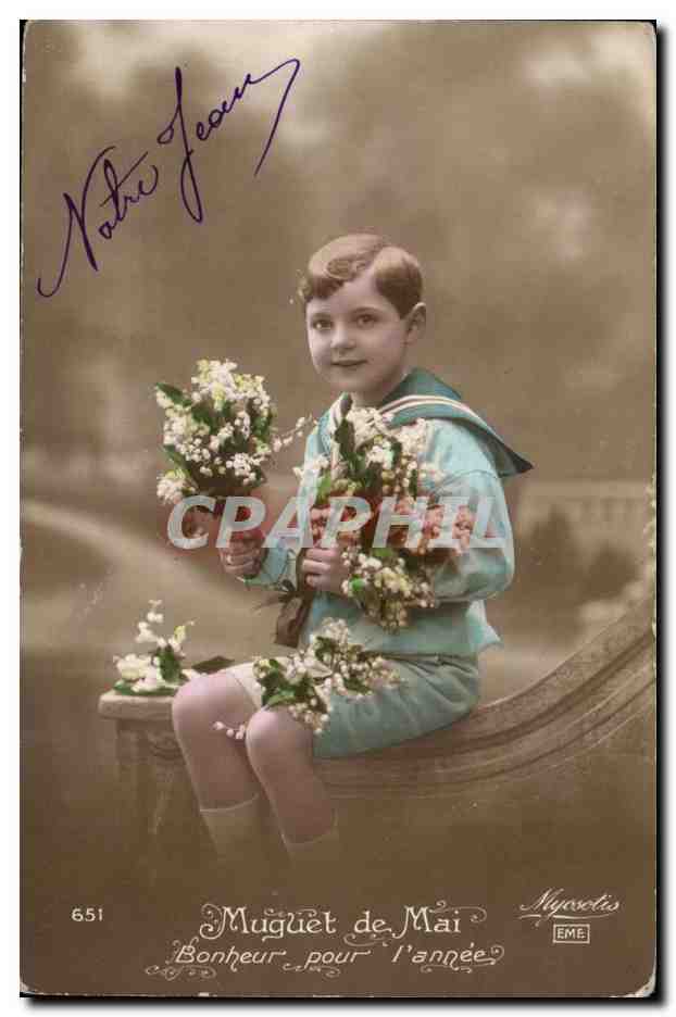 CPA Fantaisie Enfant Muguet de Mai Bonheur pour l'annee