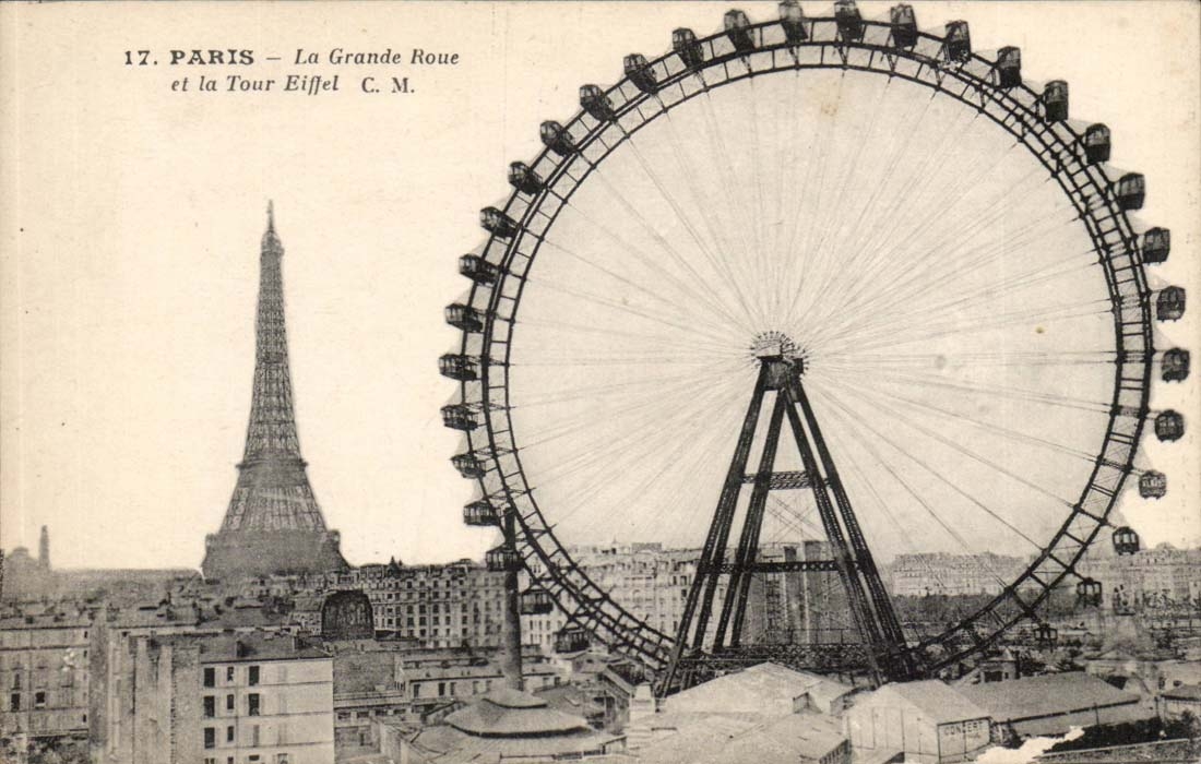 Paris CPA La grande roue et la Tour Eiffel