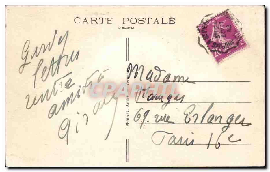 Le petit Andely CPA Ruines du chateau Gailalrd  — Verso