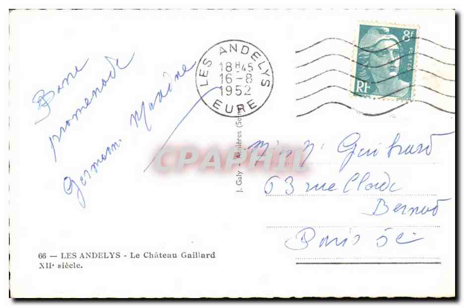 Les Andelys CPA Chateau Gaillard  — Verso