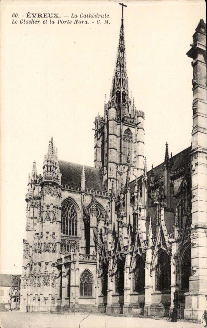 Évreux — La Cathédrale. Le Clocher et la Porte Nord — C.M. n°60
