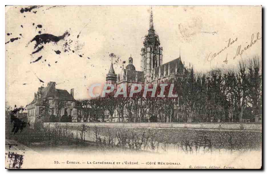 Evreux CPA La cathedrale et l'eveche Cote meridional