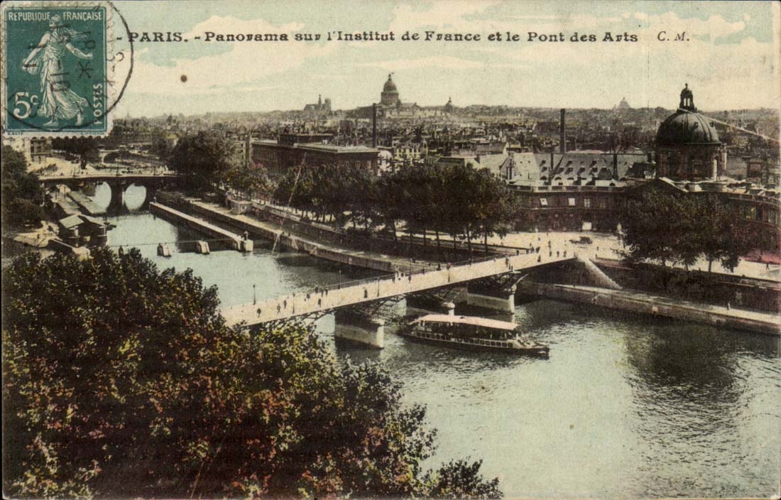 Paris CPA Panorama sur l'institut de France et le pont des Arts
