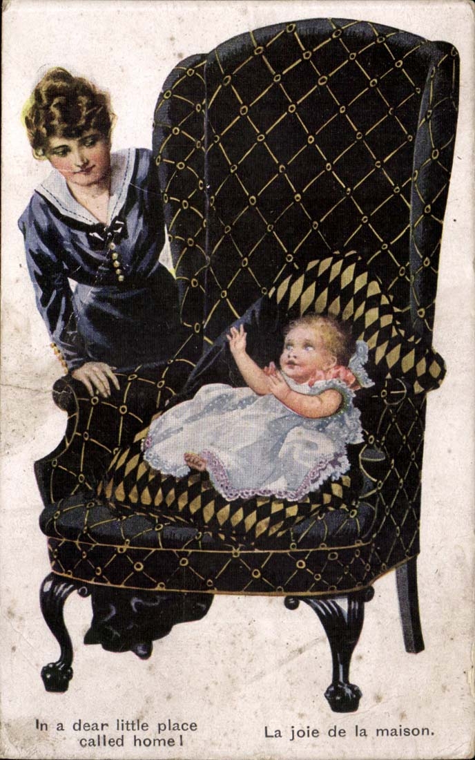 CPA Fantaisie in a dear place called home La joie de la maison bebe et fauteuil