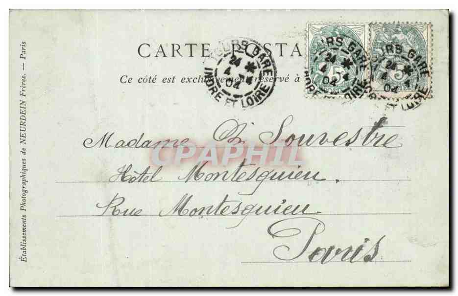 Chateau de Chenonceaux CPA La salle a manger — Rückseite