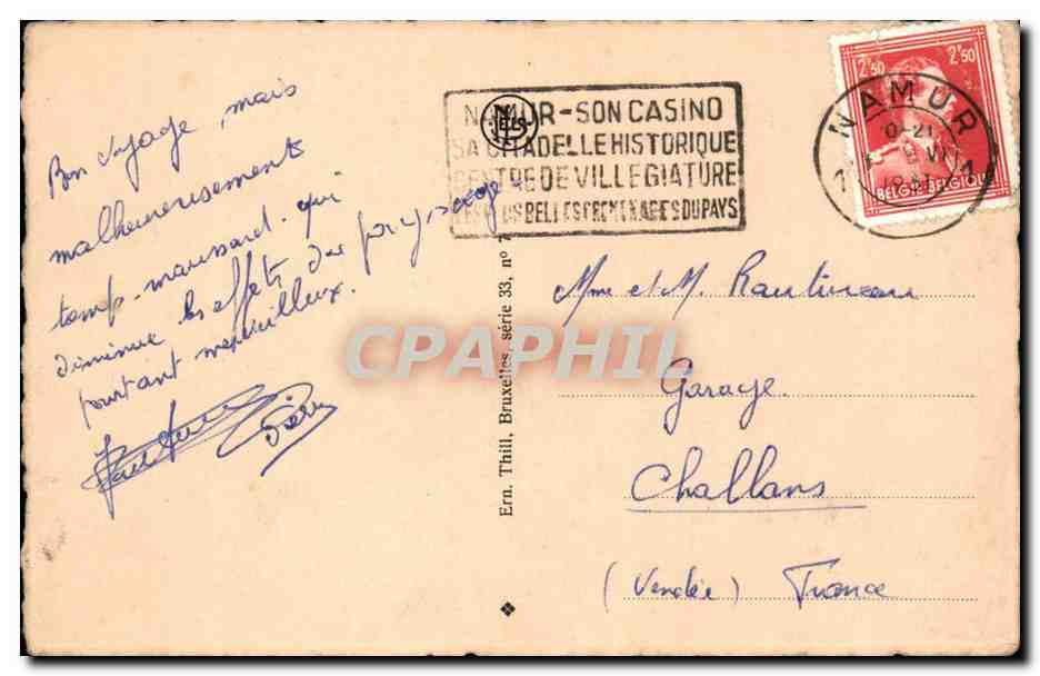 Dinant — Panorama et faubourg St-Médard — Ern. Thill, série 33 — Verso