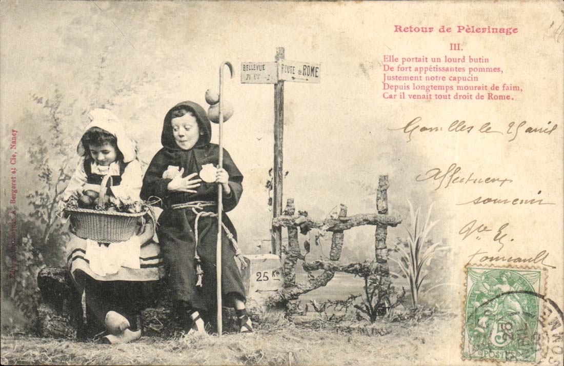 Zwei Pilger — Rückkehr vom Pilgergang III — Bergeret & Cie, Nancy