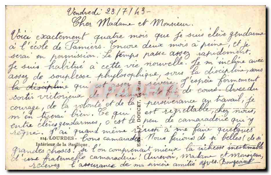 Lourdes CPA Interieur de la basilique — Verso