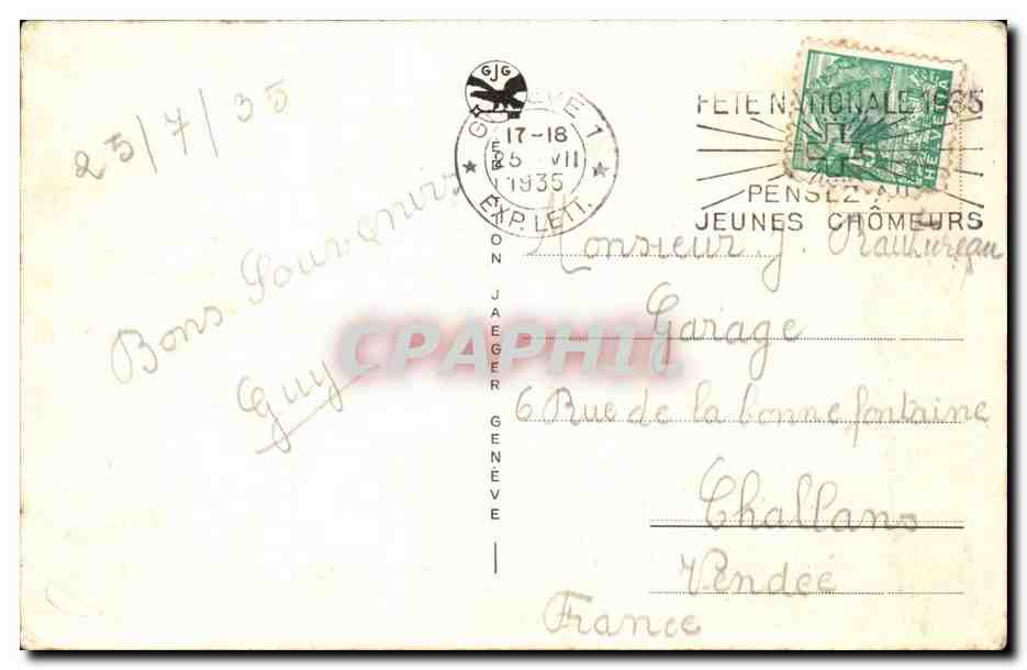 Suisse Geneve CPA Pont du Mont Blanc — Rückseite