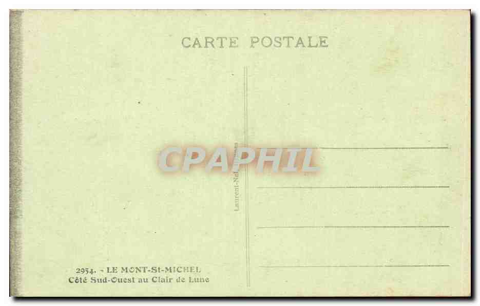 Le Mont Saint Michel CPA Cote sud ouest au clair de lune — Verso