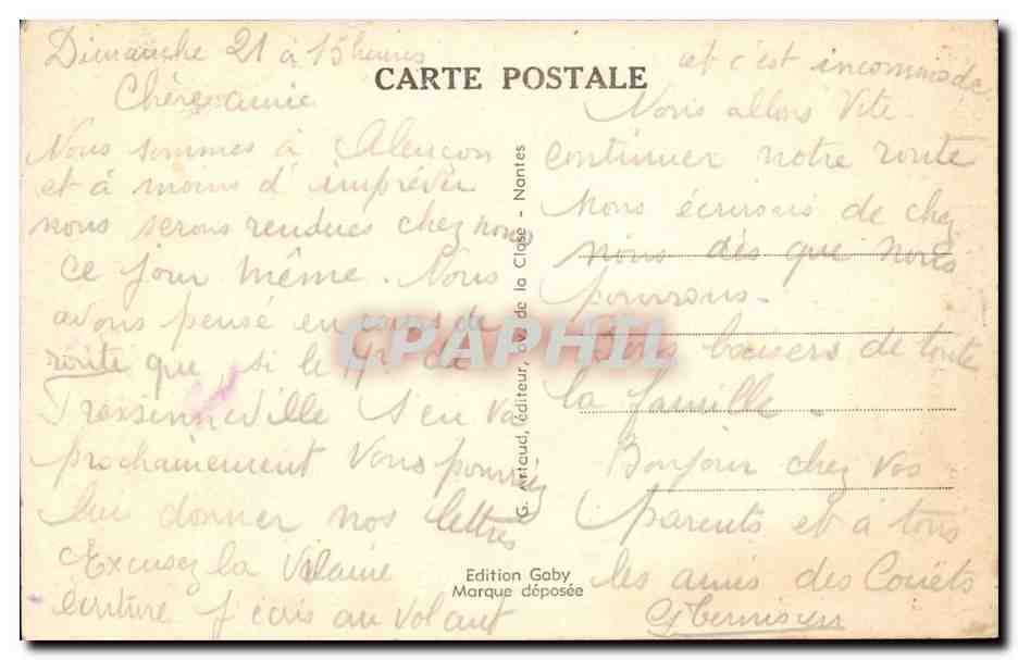 Alencon CPA Porche de l'eglise Notre DAme  — Rückseite