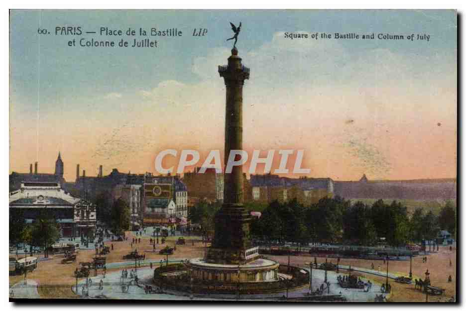 Paris CPA Place de la Bastille et colonne de Juillet