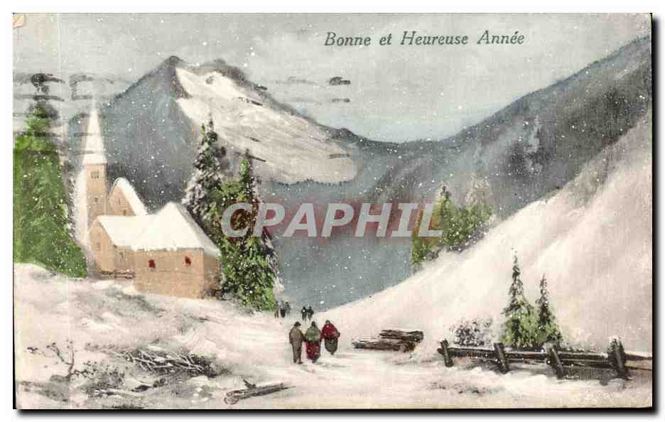 Bonne et Heureuse Annee - Winter Scene - CPA 