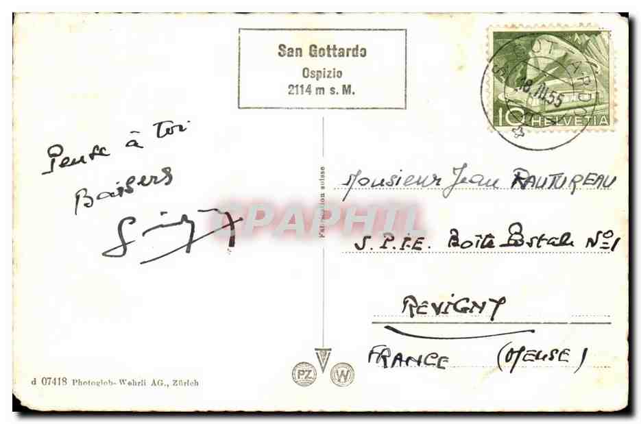Suisse - San Gottardo - 2114 m - CPA  — Rückseite