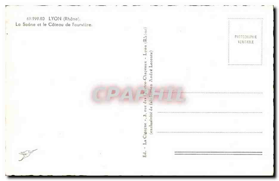 Lyon - la saone et le Coteau de Fourviere - CPA  — Verso