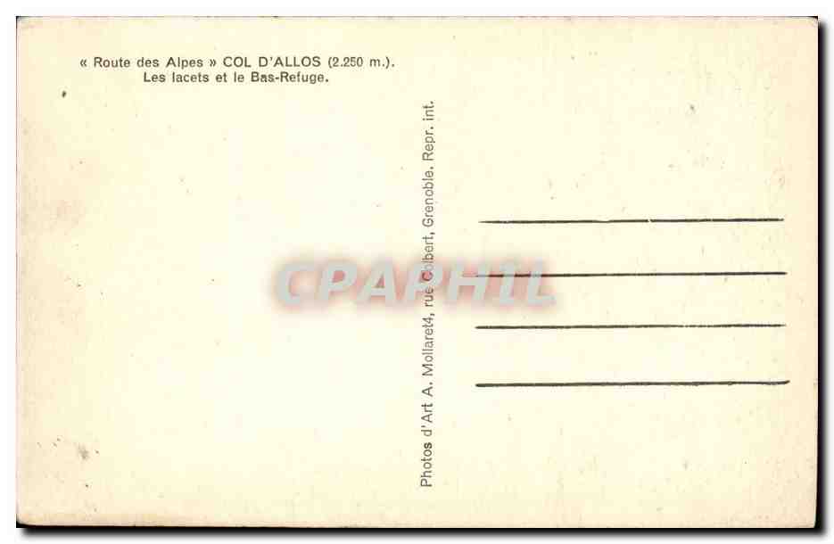 Grenoble - Col d'Alos - Les lacets et le Bas Refuge - CPA — Verso