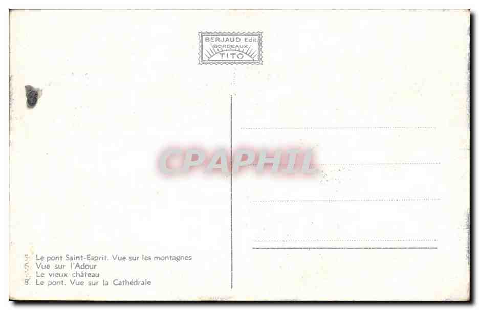 Bayonne - Gascon - Baiona - Souvenir de Bayonne - CPA — Verso