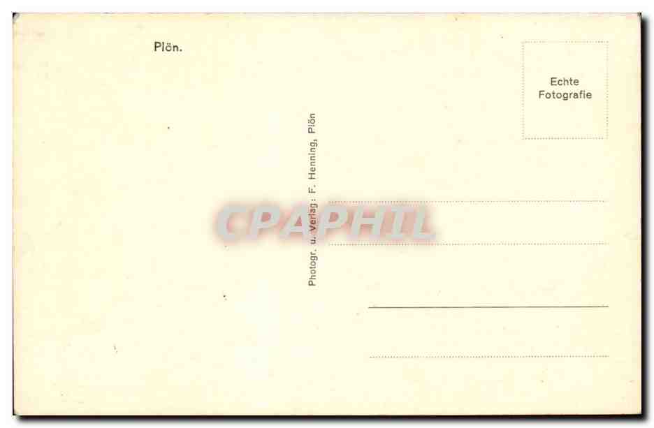 Plön — vue du château et de l'église — Photogr. u. Verlag F. Henning, Plön — Rückseite