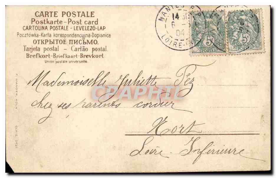 Paysannes - Priere - Sabots - CPA  — Rückseite