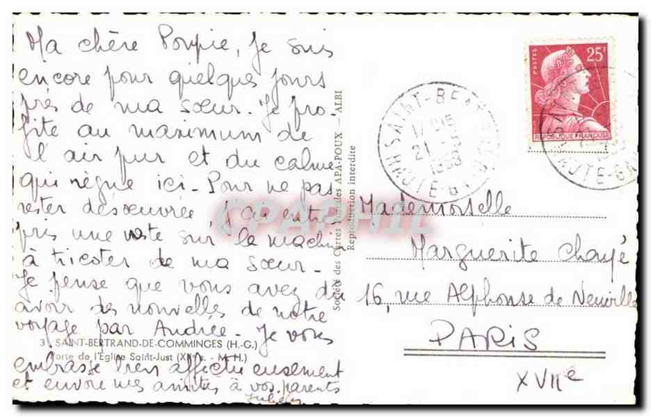 saint Bertrand de Comminges Porte de l'Eglise Saint Just - CPA  — Verso