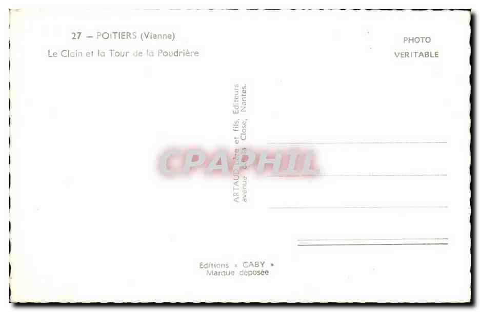 Poitiers (Vienne) — Le Clain et la Tour de la Poudrière — Éditions Caby — Back
