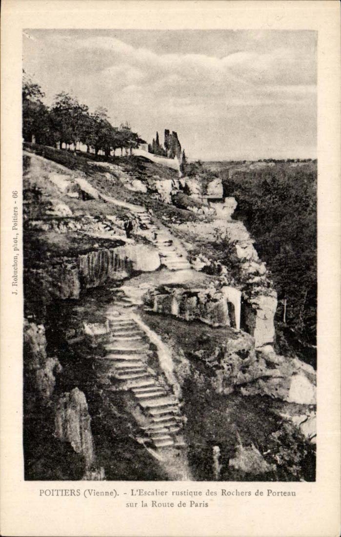 Poitiers - L'Escalier rustique des Rochers de Porteau sur la route de Paris - CPA 