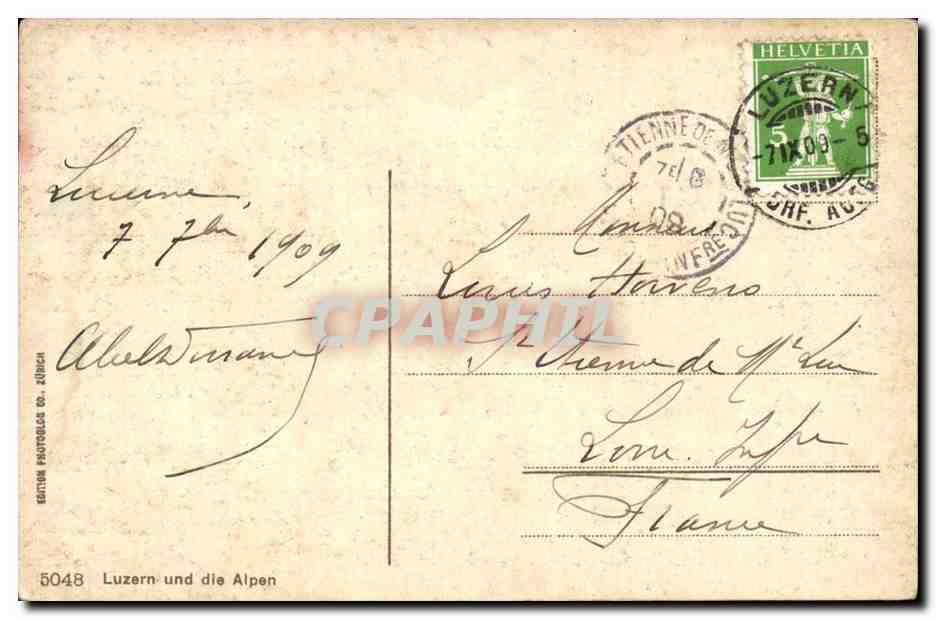 Suisse - Lucerne - Luzern und die Alpen - CPA  — Rückseite