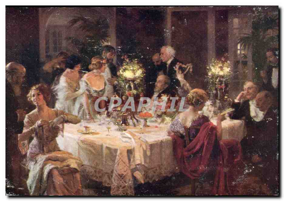Salon de 1913 Jules Gruen Fin de Souper End of Supper - CPA 