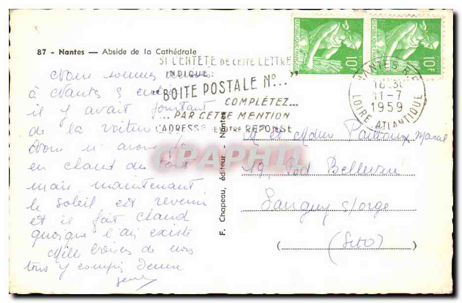 Nantes - Abside de la Cathedrale - CPA  — Verso