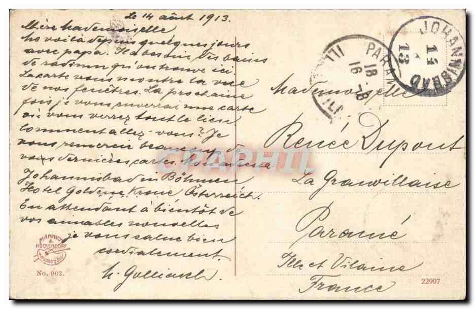 Tchequie - Johannisbad - Janske La¡zn? - Blick auf die Katholische Kirsche - CPA  — Rückseite