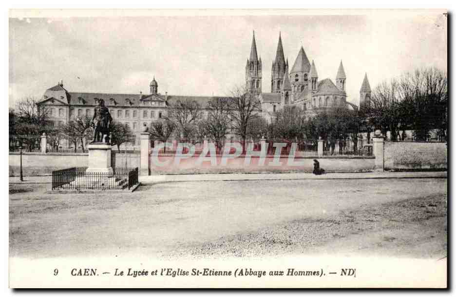 Caen - l Le Lycee et L'Eglise St Etienne Abbaye aux Hommes- CPA 