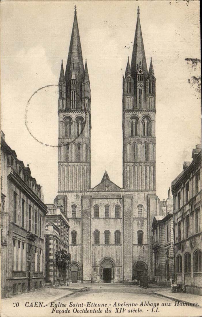 Caen — Église Saint-Étienne — Façade occidentale du XIIe siècle — LL