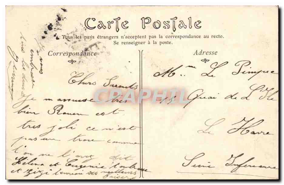Rouen - Ancien pont suspendu - CPA  — Verso