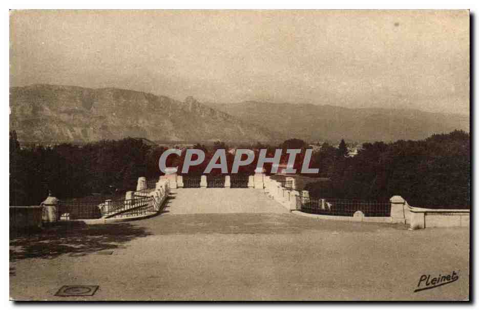 Valence (vue prise de l'Esplanade) — Le Pont et ruines de Crussol — Édition E. Pleinnet, Valence