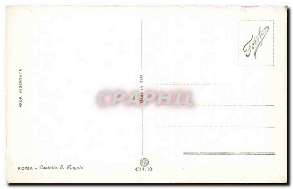 Italie Italy - Roma Rome - Castello S Angelo CPA  — Rückseite