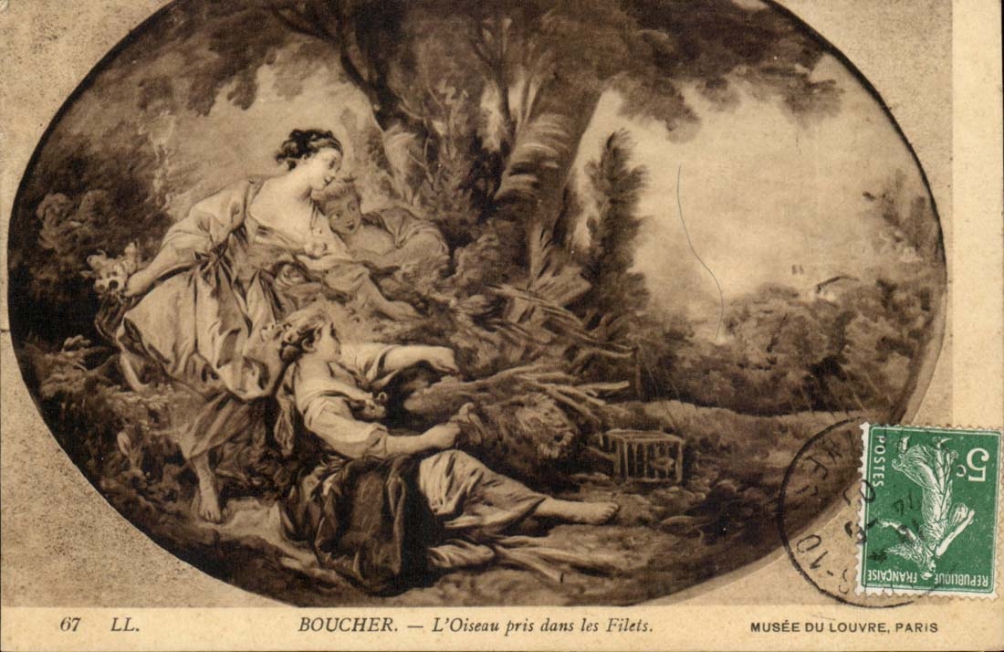 Boucher - Musee du Louvre L'Oiseau pris dans les Filets - CPA 