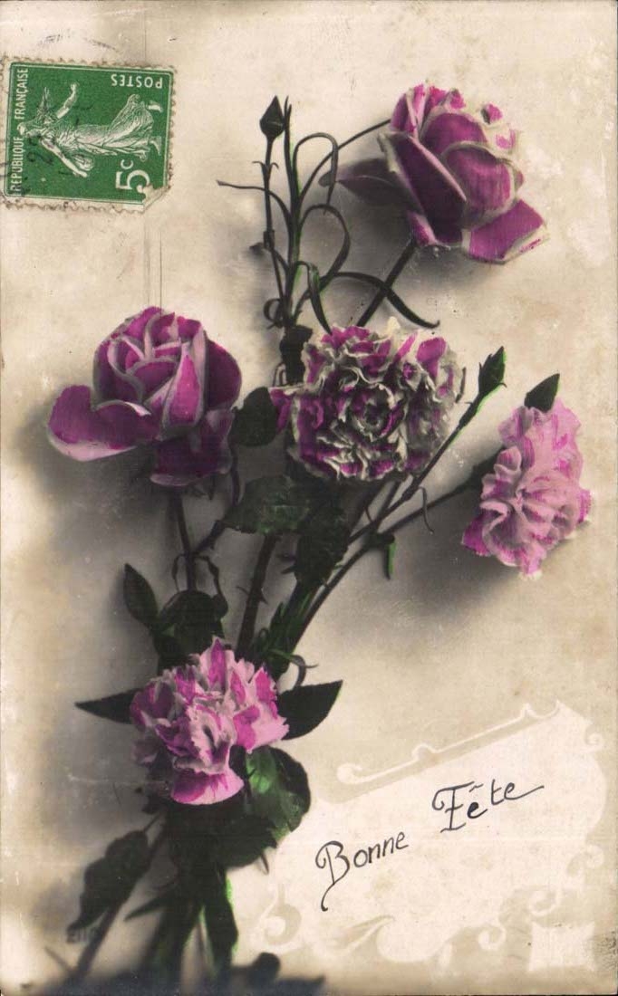 Fantaisie - Roses - Bonne Fete - CPA 