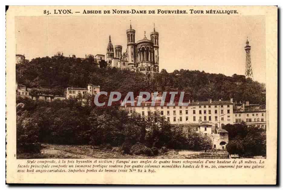 Lyon - Abside de Notre Dame de Fourviere Tour Metallique - CPA 