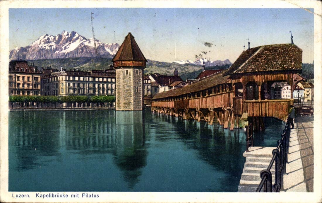 Suisse - Luzern - Kapelbruecke mit Pilatus- CPA 