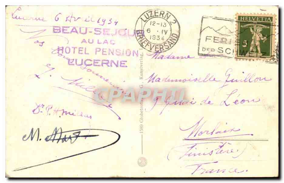 Suisse - Luzern - Kapelbruecke mit Pilatus- CPA  — Rückseite