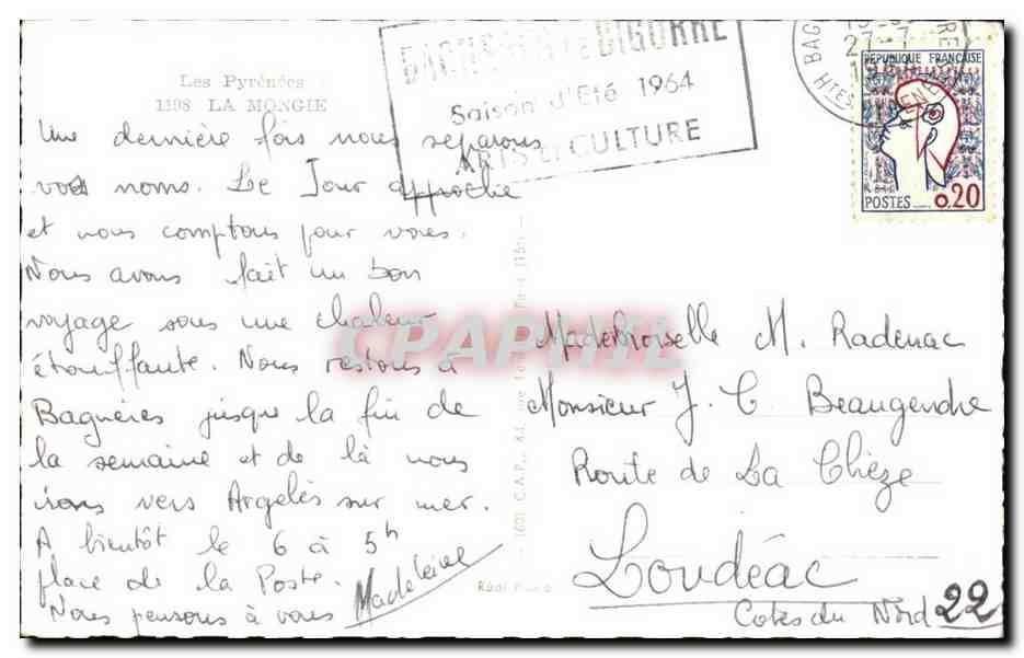 Les Pyrenees - Route de Tourmalet La Teleferique de la Mongie - CPA  — Rückseite