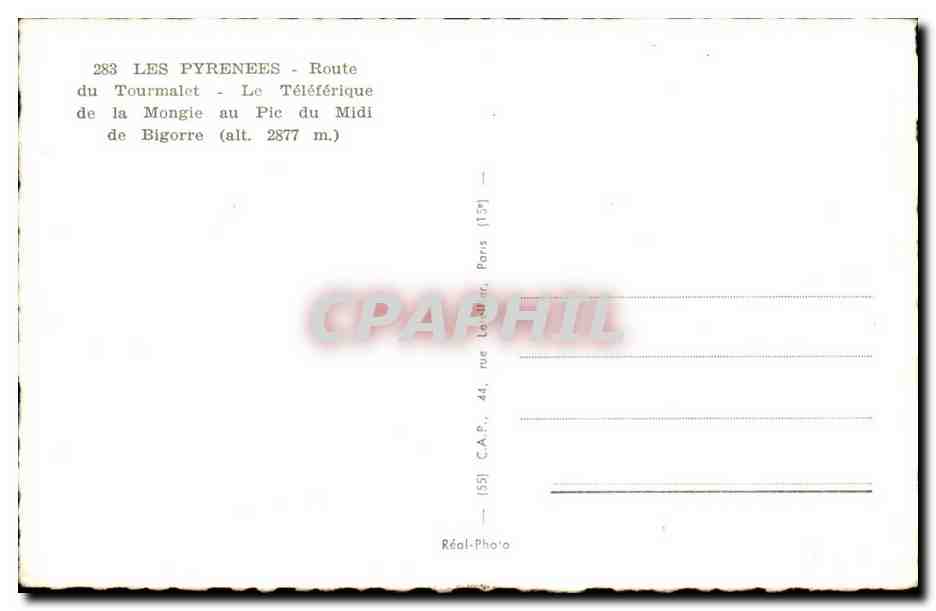 Les Pyrenees - La Teleferique de la Mongie - CPA  — Back