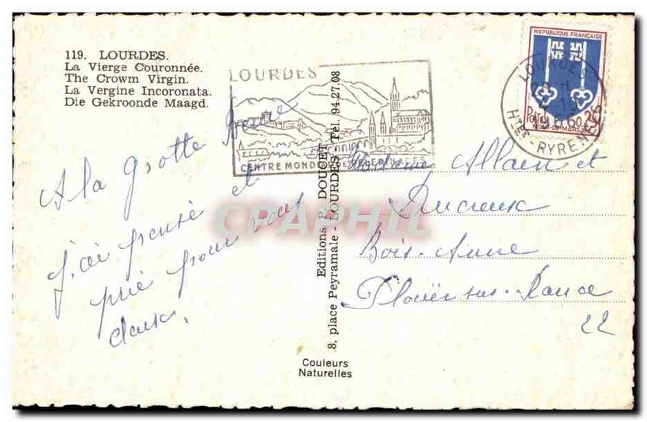 Lourdes - La Vierge Couronnee - CPA  — Verso