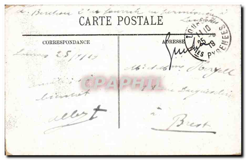 Lourdes - La Statue de Saint Michel - CPA  — Verso