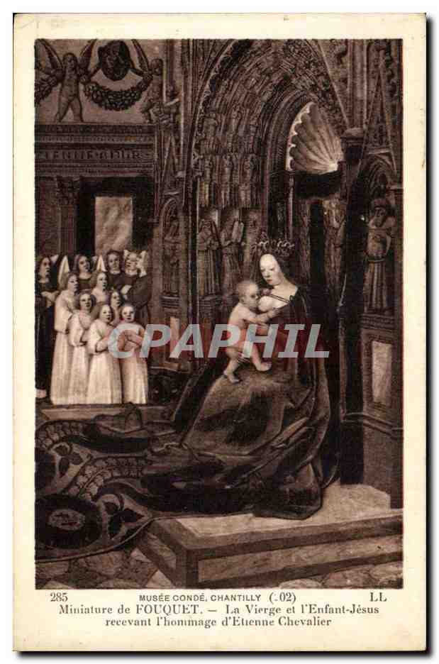 Miniature de Fouquet — La Vierge et l'Enfant-Jésus recevant l'hommage d'Étienne Chevalier — Musée Condé, Chantilly