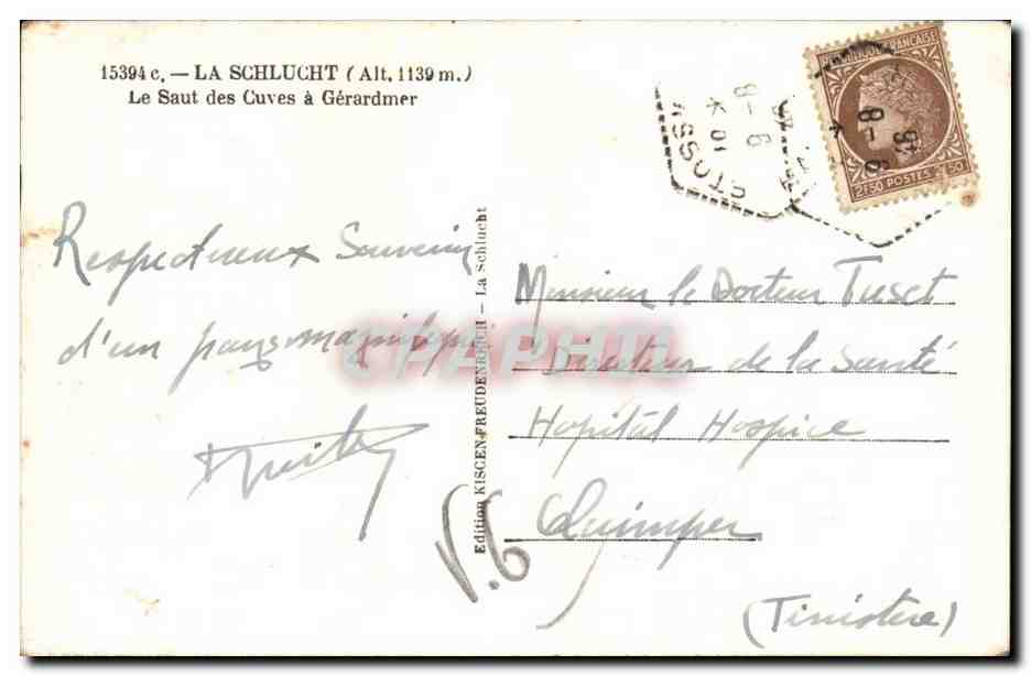 Le Saut des Cuves à Gérardmer — Alt. 1139 m. — Édition KISCHEN-FREUDENTHAL — Verso