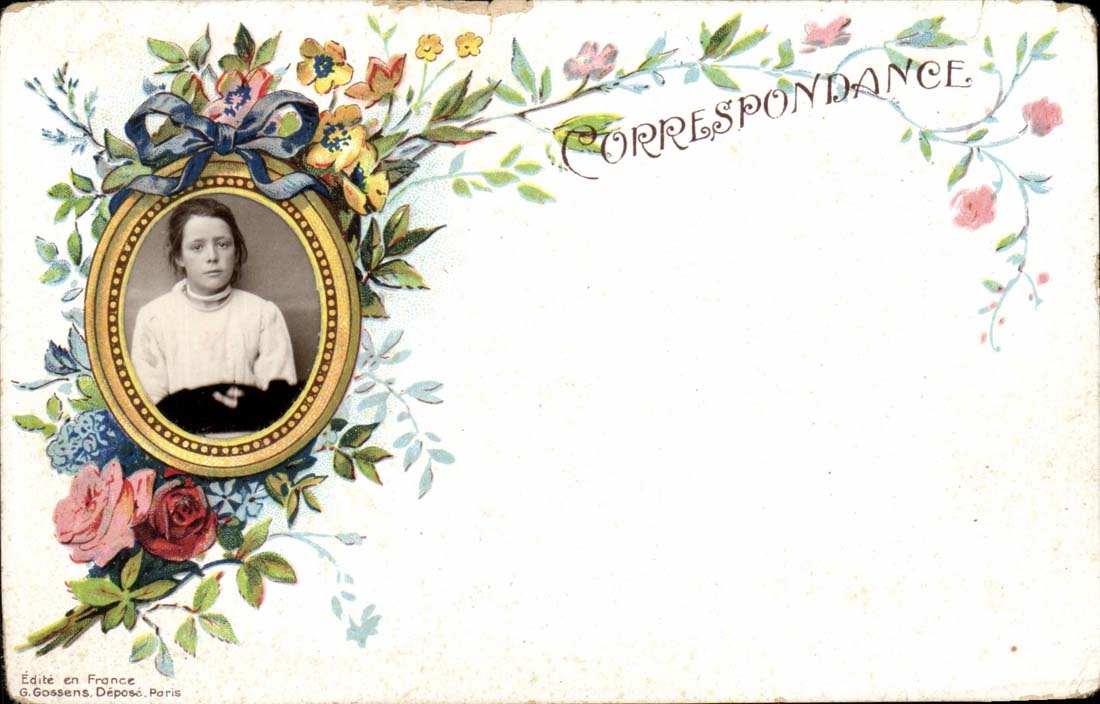 Fantaisie - Jeune File - Correspondance - Rose et Ruban- CPA 