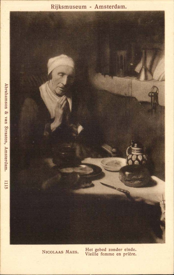 Nicolaas Maes her gebed zonder eindre Vieille femme en priere Amsterdam - CPA 