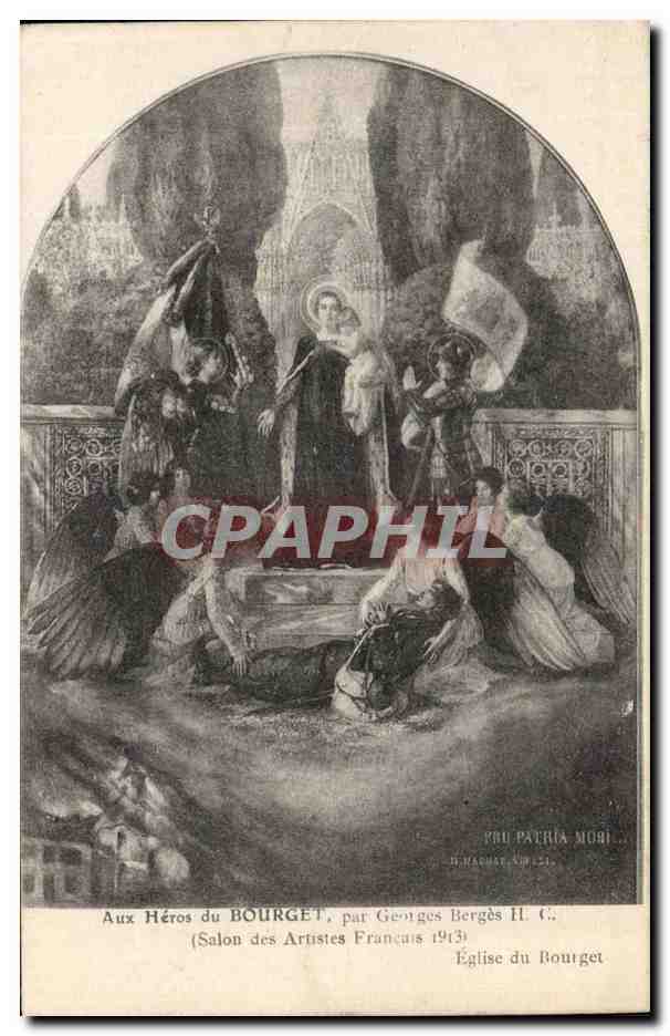 Aux Heros de Bourget par Georges Berges Salon des Artistes Francais 1913 - CPA 